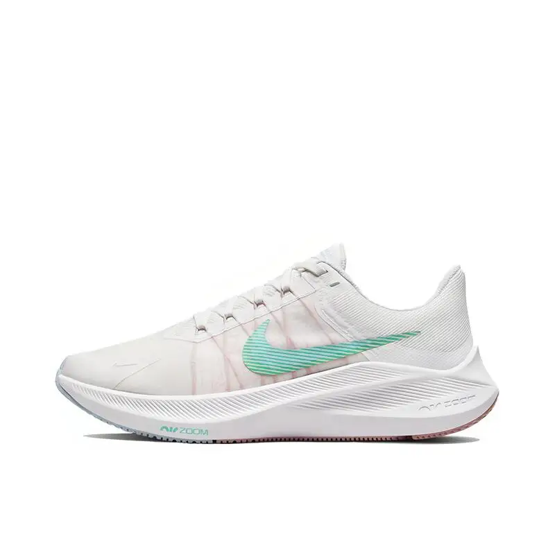 Nike Zoom Winflo 8 Men's and Women's All-white Retro Cushioned Anti-slip and Wear-resistant Comfortable Breathable Running Shoes