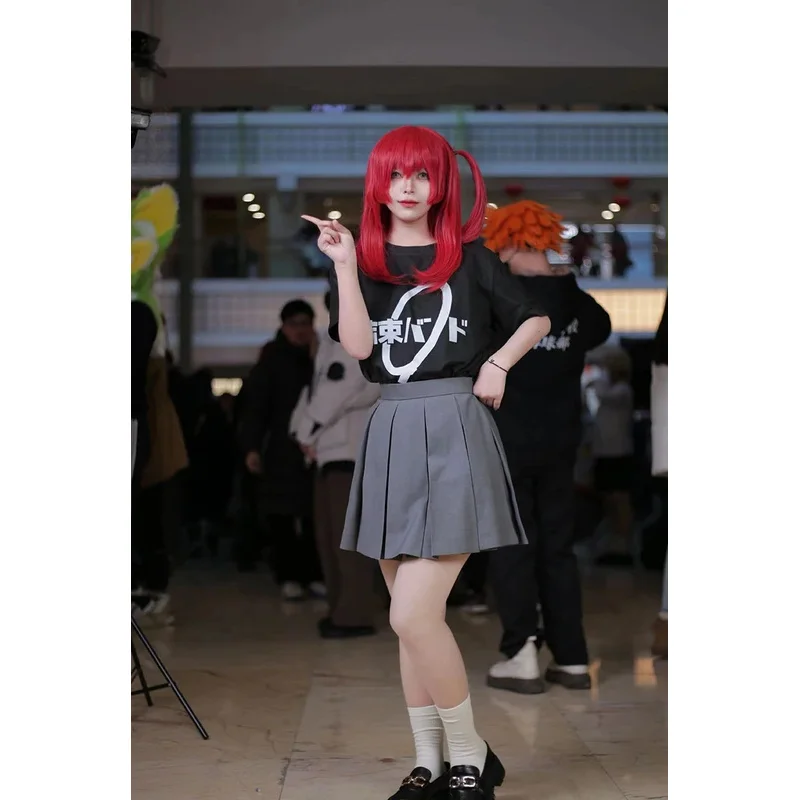 Hn8 ikuyo kita traje anime bocchi the rock cosplay vestido peruca vermelha saia meias jk uniforme carnaval festa cos terno para meninas 8...gf