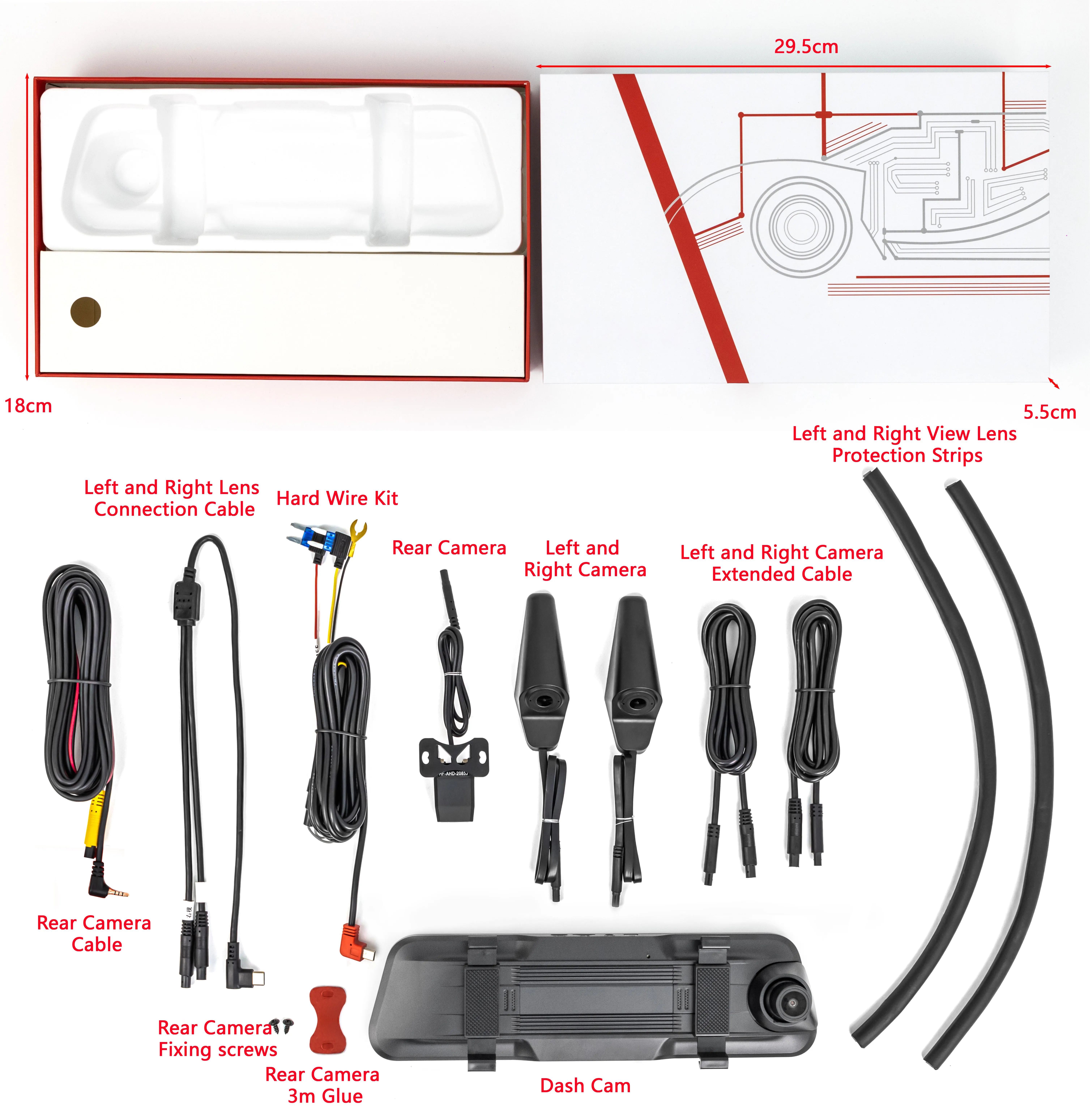 4 عدسة داش كام واي فاي سيارة مرآة داش كام للسيارات للرؤية الليلية سيارة DVR #2