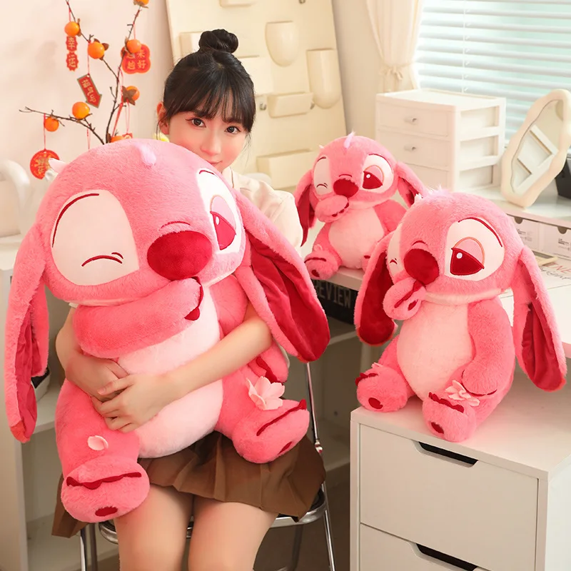 Big Size Disney Pink Sakura Stitch Plush Toy Huggable Plushies Stuffed Anime Movie Stitch Doll Kawaii Throw Pillow Xmas Gifts