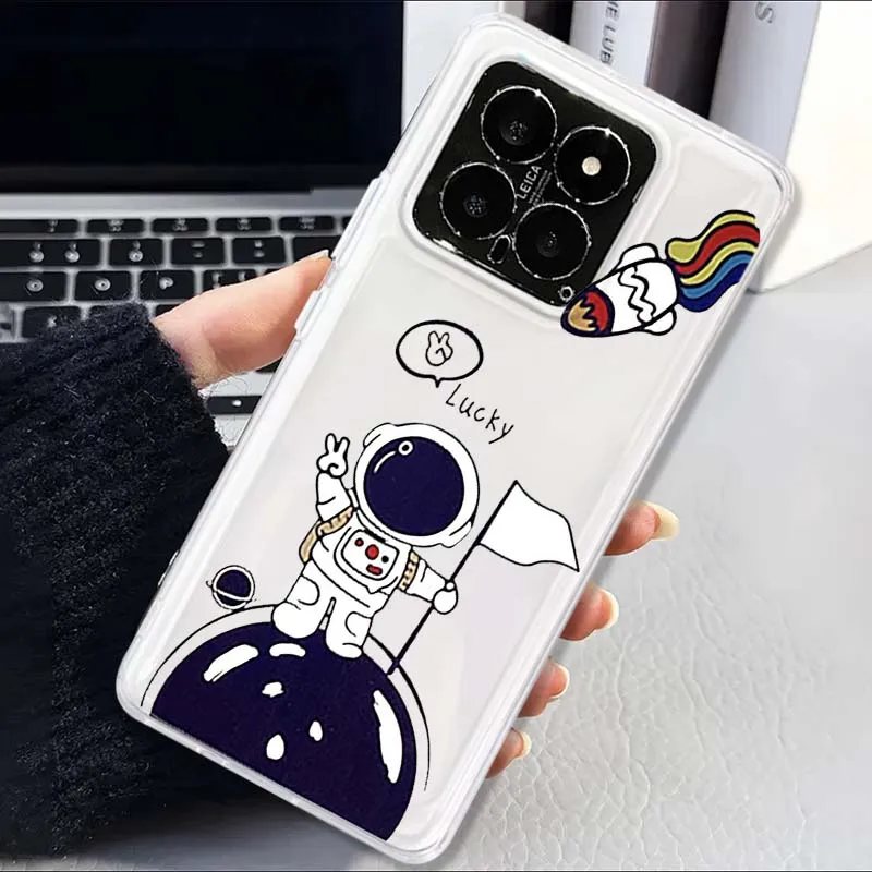 Cartoon anime astronaut Phone Case For Xiaomi 15 14 13 12 12S 12X 12T 11 11T Pro Lite TPU Transparent