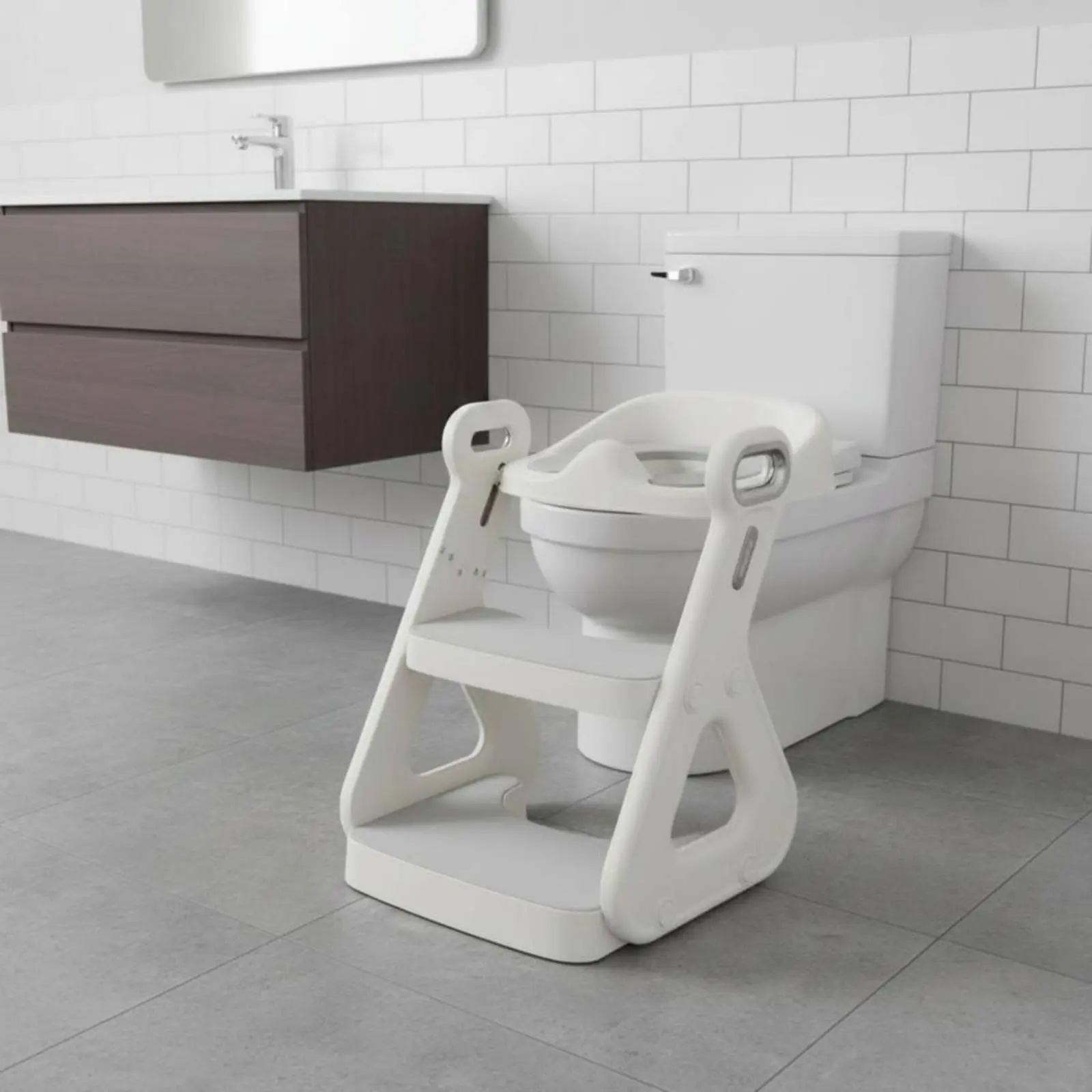 Folding Toilet Helper Easy to Clean Step Stool Potty Seat Potty Seat Ladder Safety Handles Kids Toilet Stool for Toddlers