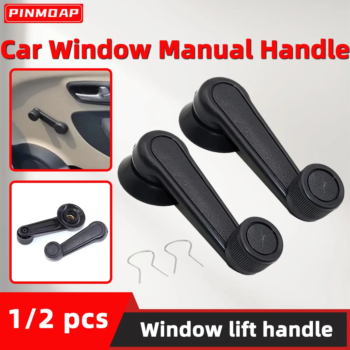 

1/2pcs Car Window Regulator ABS Material Black Hand Crank Handle Window Rocker Arm Handle High-Quality Car Accessories