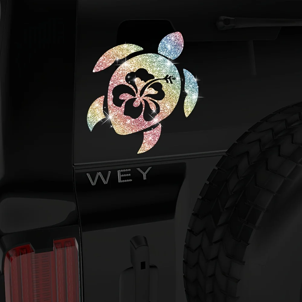 1 szt. Imitacja Diamentu Brokatowa Naklejka na Samochód Żółw Wodoodporna do Okna Samochodowego Tuning Stylizacja Samochodu Śmieszne Błyszczące Naklejki Winylowe na Łódź