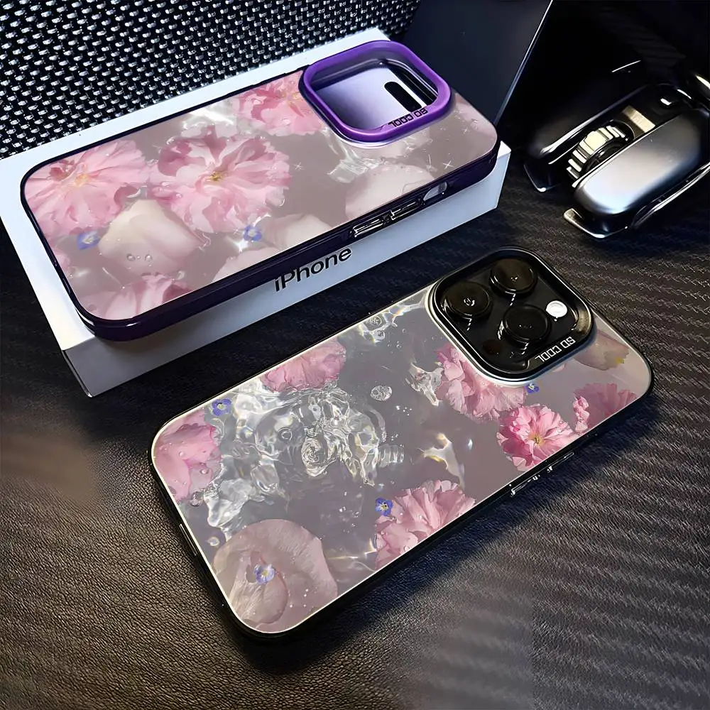 

Реалистичный чехол для телефона «Цветы в воде» для iPhone 17,16,15,14,13,12,11 Plus, Pro Max, фиолетовый матовый противоударный чехол