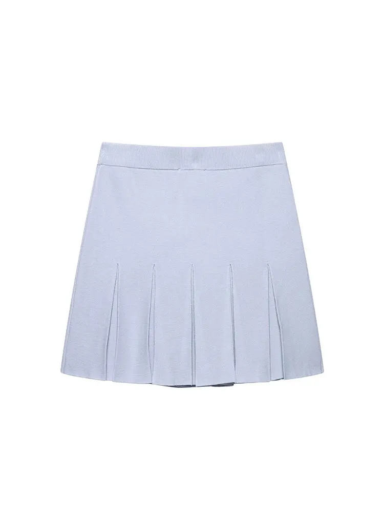 Setelan Wanita Solid Chic Kasual Musim Panas 2025 Atasan Lengan Pendek Leher-o Perhiasan Rok Ramping Mini Setelan Rajutan Fashion Baru