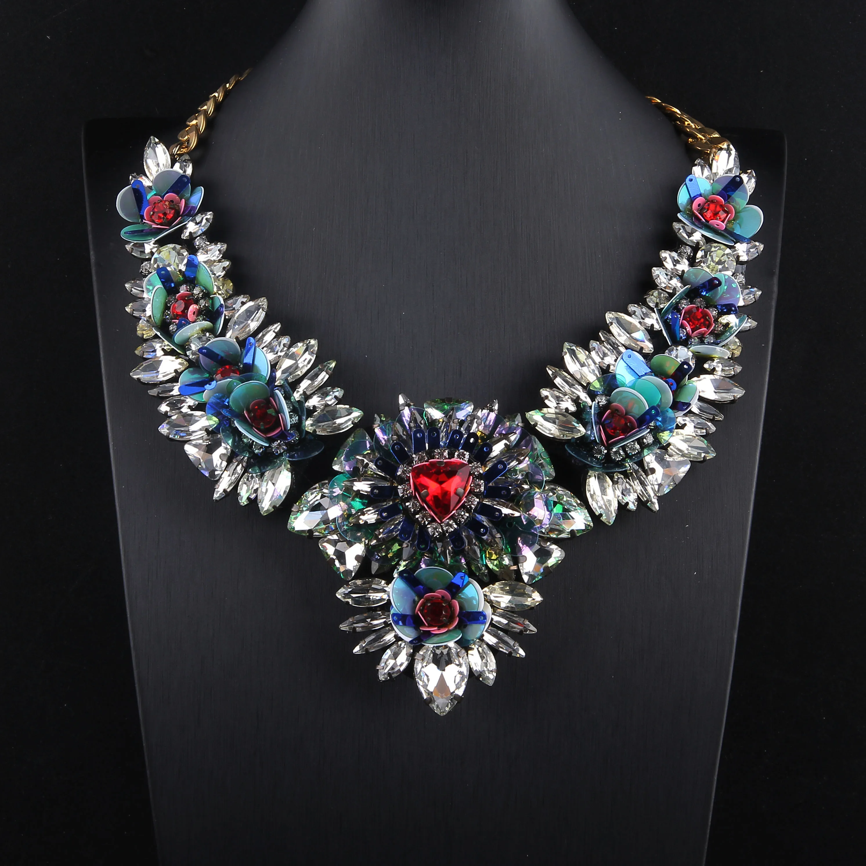 SALES Vintage High Qulity Fashion Necklaces Wholesale Shourouk Choker Statement Necklace & Pendant Fower Women Jelwery 135