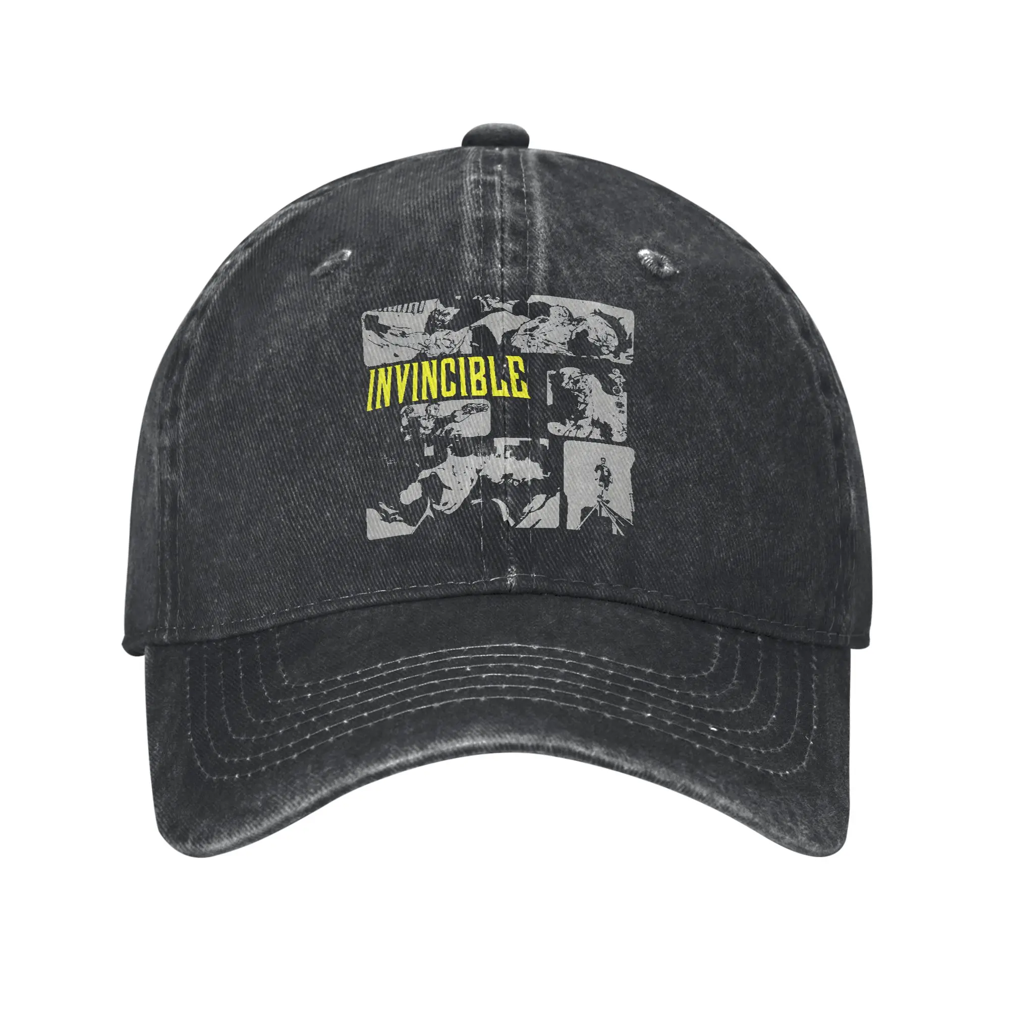 Casquettes de baseball rétro « Invincible Brutality And Resolve » unisexe en jean vieilli, casquette snapback ajustable pour l'extérieur