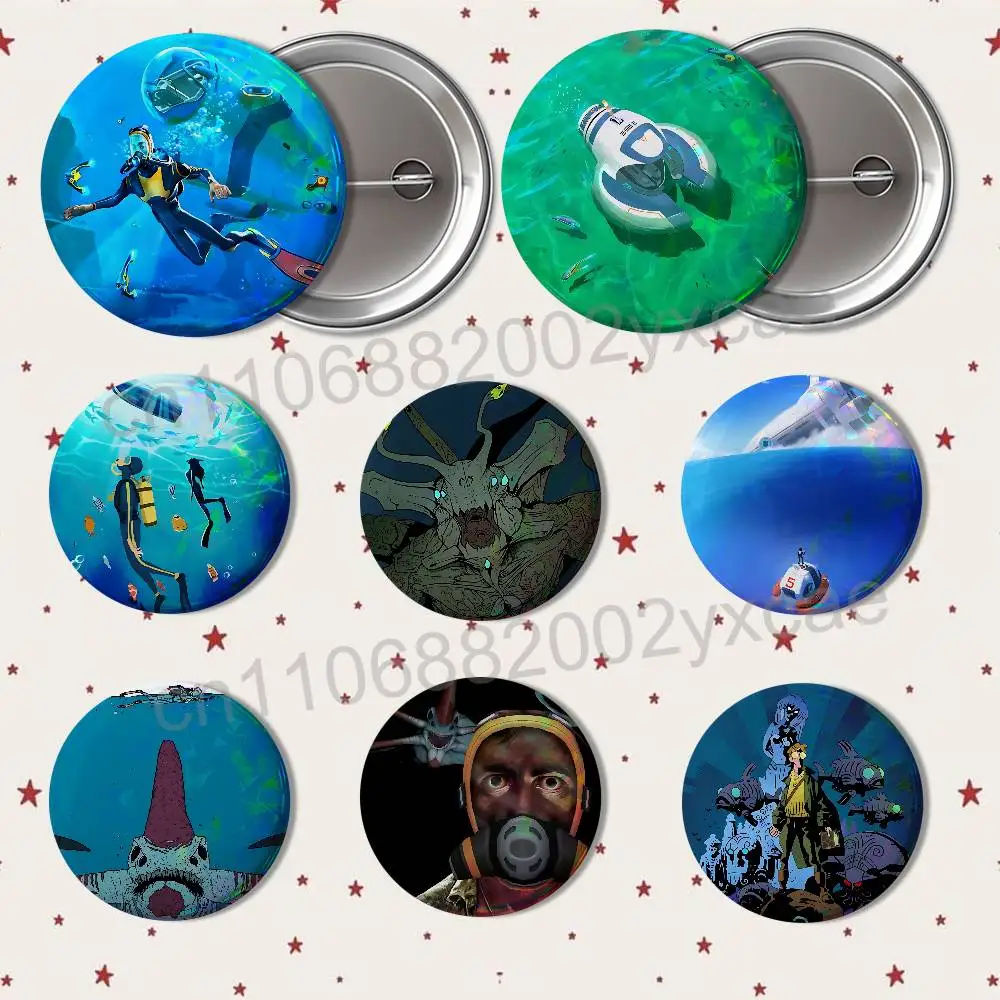 Robin Ayou Subnautica 58mm 44mm Round Pins Creativity Printed Pictures Text Metal Lapel Badges Brooches Jewelry Gift Wholesale