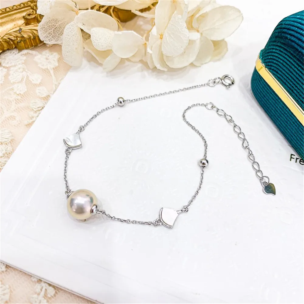 

DIY Pearl Accessories S925 Pure Silver Bracelet Empty Holder Fashion Jade Bracelet Holder Fit 7-10mm Round Elliptical Beads S063