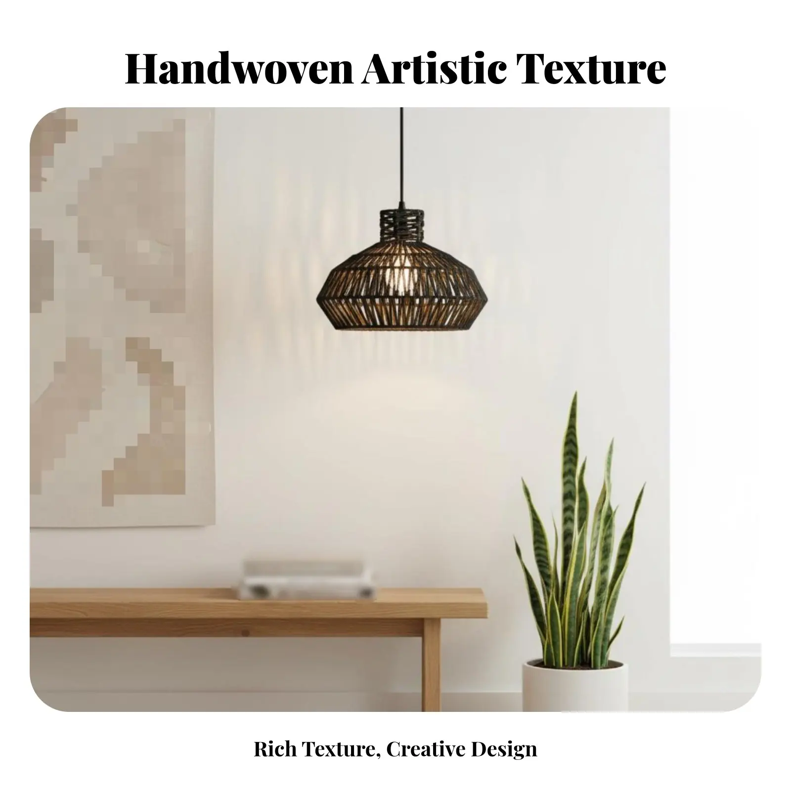 

Плетеная потолочная лампа из бумажной веревки, ручной работы, винтажный стиль, для внутреннего освещения, простая установка