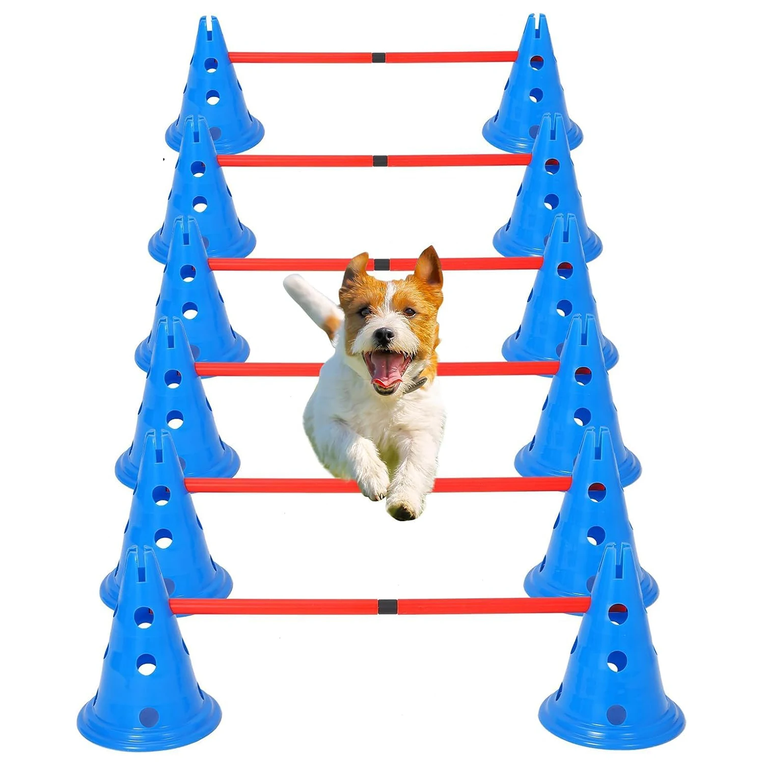 

Dog Agility Course Backyard Set Dog Obstacle Course Training Starter Kit with Tunnel, Puppy Agile Training Hurdle Adjustable