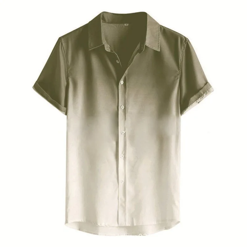 2025 Gradient Elements Digital Printing Trendy Loose Short-sleeved Shirt Men's Top Summer