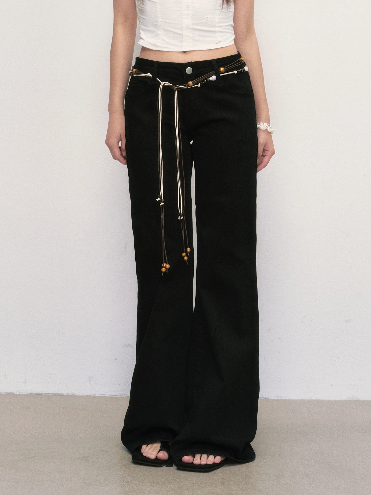 

Женские джинсы-клеш с низкой талией, тонкие, черные, летние, повседневные, на молнии, длинные брюки, облегающие, от китайского производителя