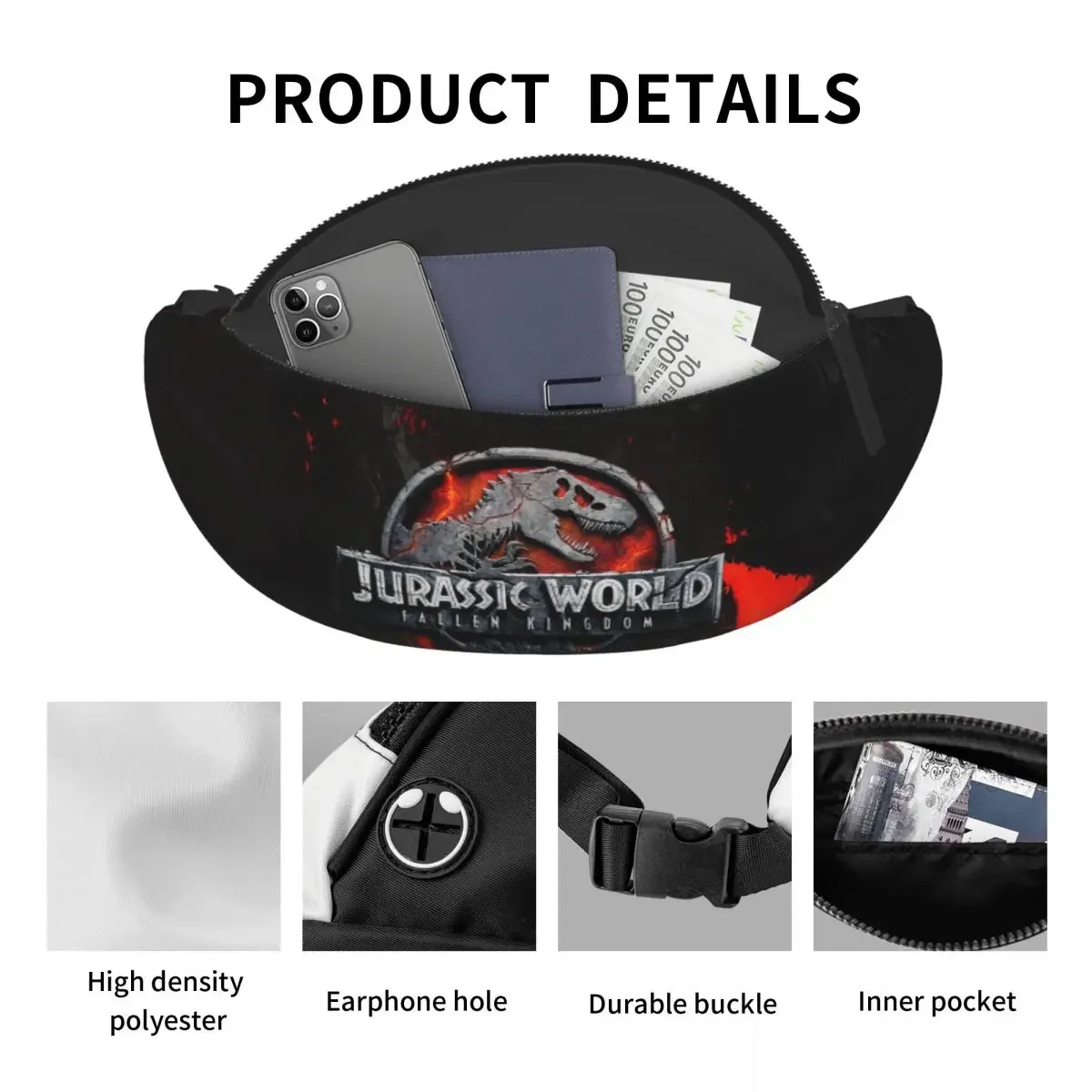 Personalized Fanny Pack for Women Men Fashion Sci Fi Dinosaur Crossbody Waist Bag Traveling Phone Money Pouch