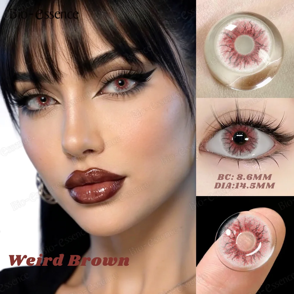 Bio-essence 2-teilige farbige Kontaktlinsen für Augen, braune Farblinse, blaue Kontaktlinse, natürliche farbige Pupillen, 14,5 mm, große Augen, jährlich