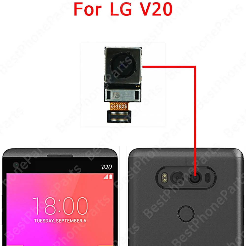 Selfie Big Backside Back View Facing Camera For LG V20 V30 V50 V60 Velvet 5G Rear Front Camera Module Replacement Flex Cable