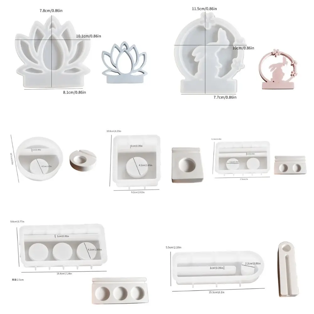 イースターウサギ蝶キャンドルホルダー型透明 DIY シリコーン型セラミック石膏蓮の花樹脂キャンドルホルダー金型