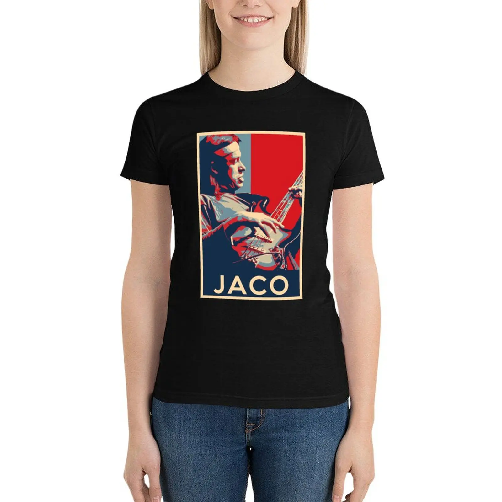 Jaco Pastorius Hope Poster - Sizes of Jazz Musician History T-Shirt funny graphics summer top Women tops