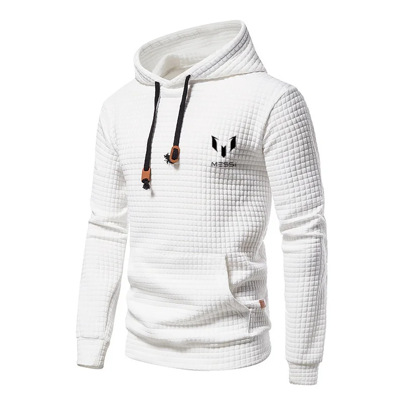 

Autumn and winter men's long-sleeved hoodie with checkered print, casual pullover and sweatshirt, European size S-3XL