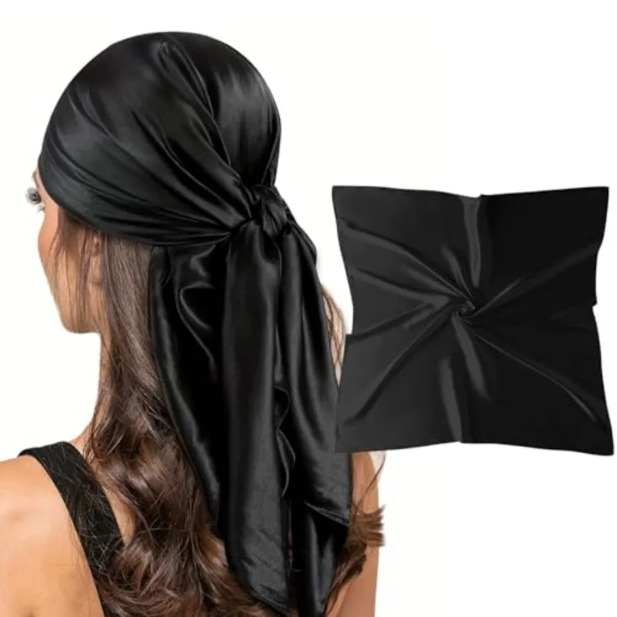 vimate 35" Square Silk Like Head Scarf - Women's Fashion Satin Scarf Bandana for Hair Wrapping at Night.