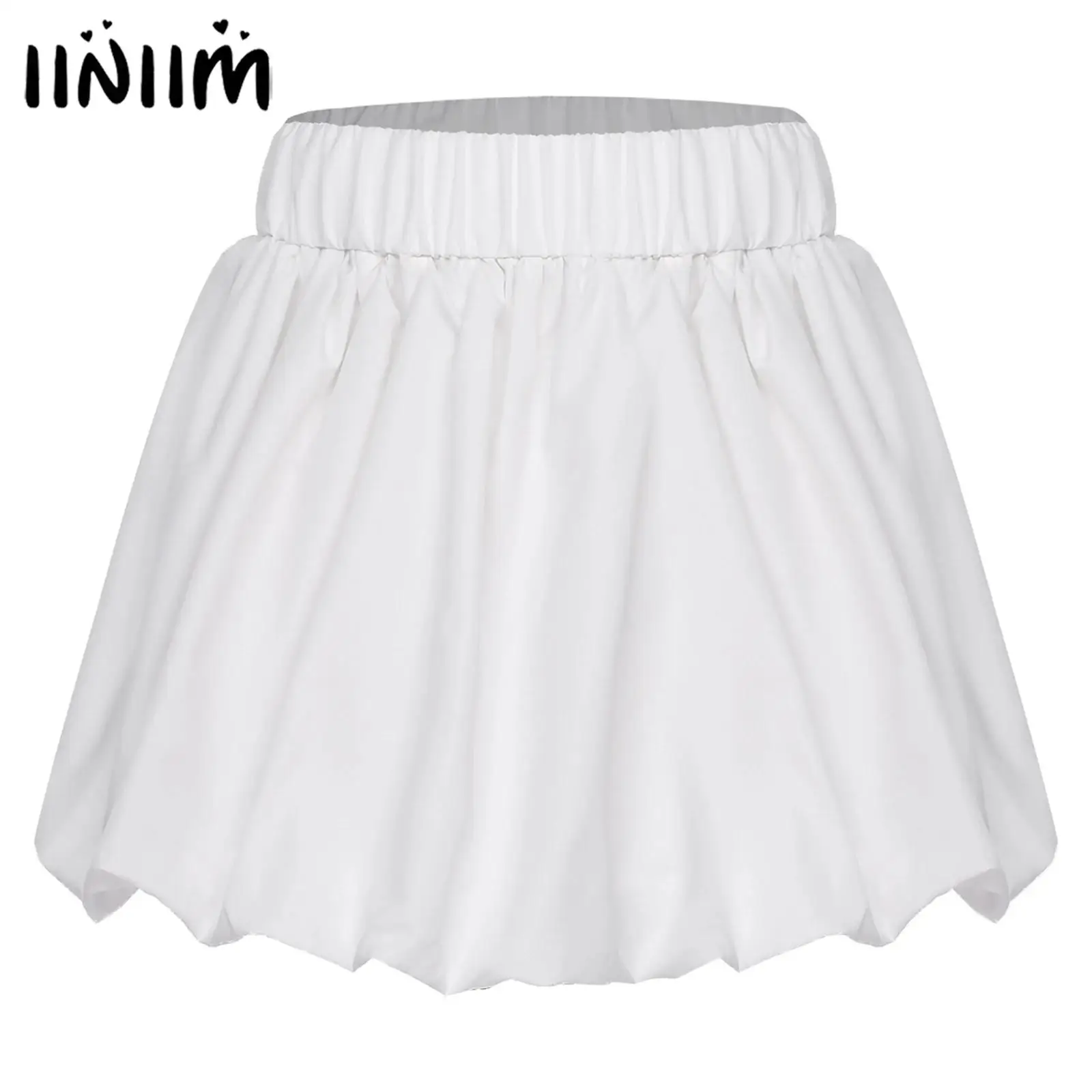 

Womens Petticoat Lolita Mini skirts High Waist Puff Skirt Elastic Waist Ruffled Pleated Hem Bubble Skirt Underskirt Costume