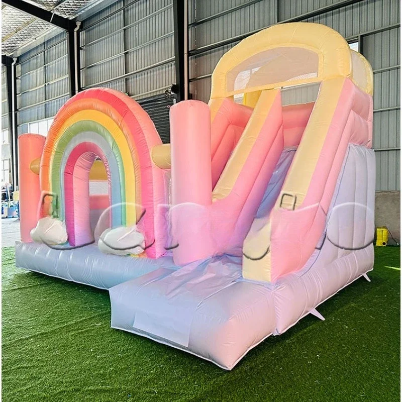 

Commercial rainbow Inflatables Combo With Ball Pit Party Rental Bounce House