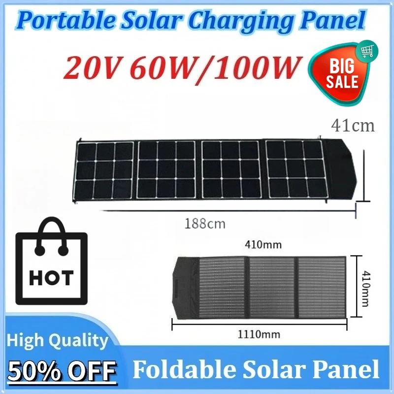 

60W/100W Foldable Solar Panel Portable Flexible Small Waterproof Folding 20V Solar Panels Cells for Mobile Phone Battery Charger
