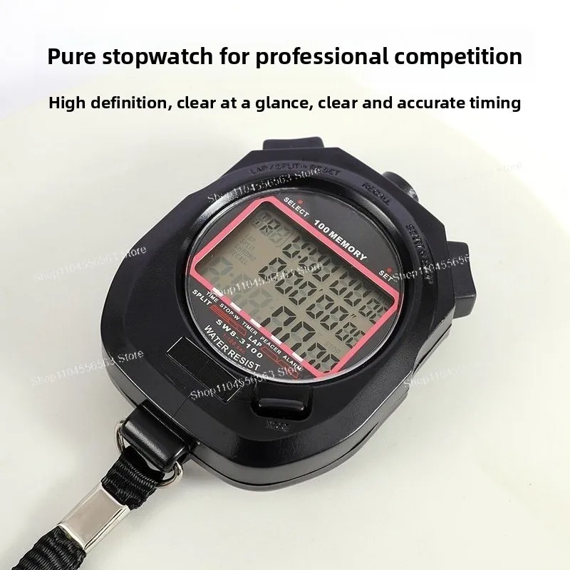 Stopwatch Electronic Timer, Multifunctional Athletics Memory Stopwatch, Three-row Multi-lane Referee Watch