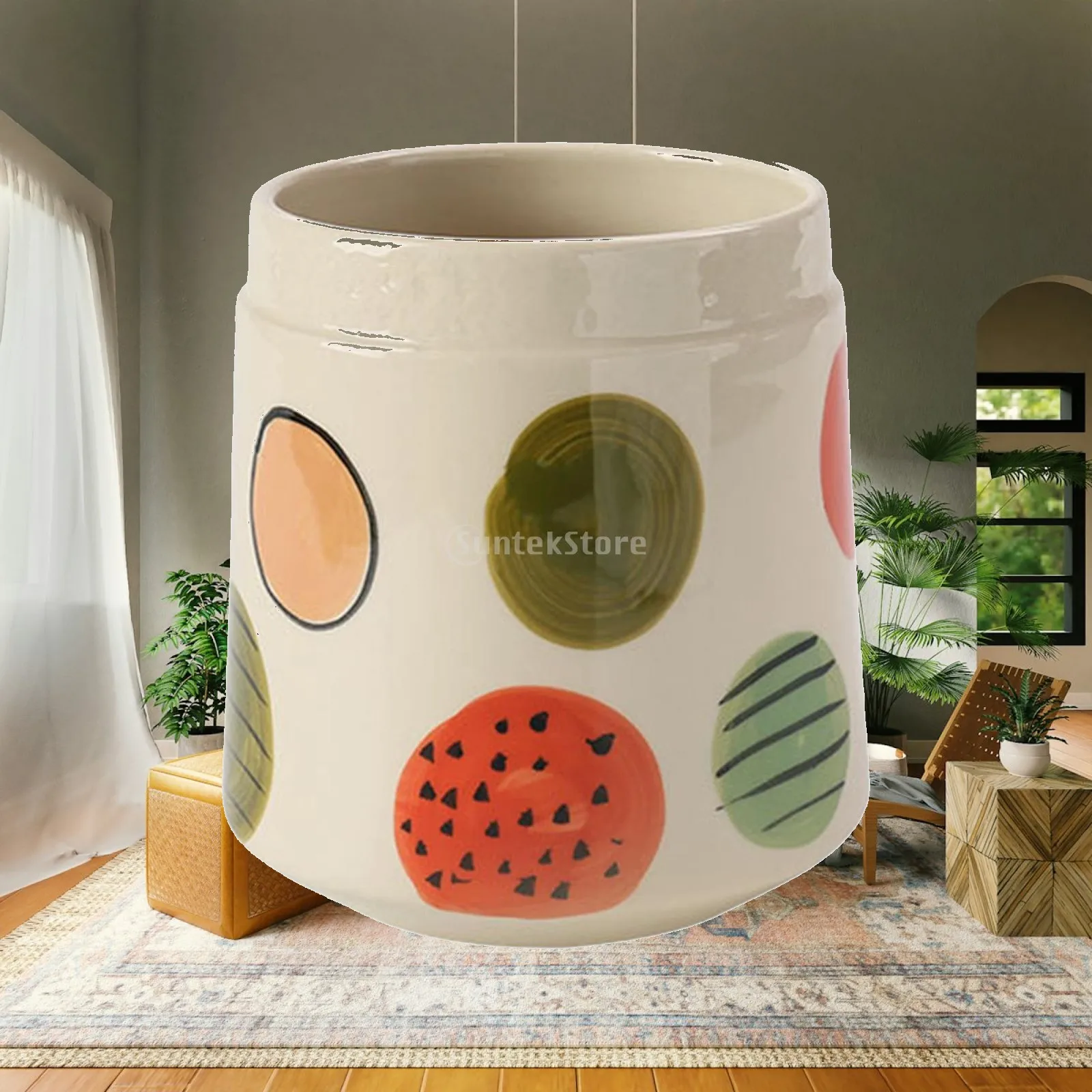 Ceramic Flower Vase Stems Bunch Storage Hand Painted Ornaments Flowerpot for Home Dinner Table Living Room Office Desktop