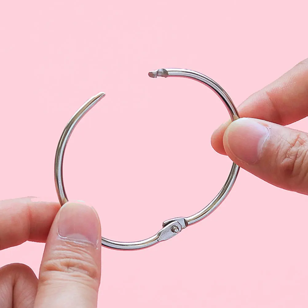 25pcs Metal Binder Rings Round Loose Leaf Ring Buckles For Diy Notebook Index Cards Scrapbook Key Ring Craft Office School