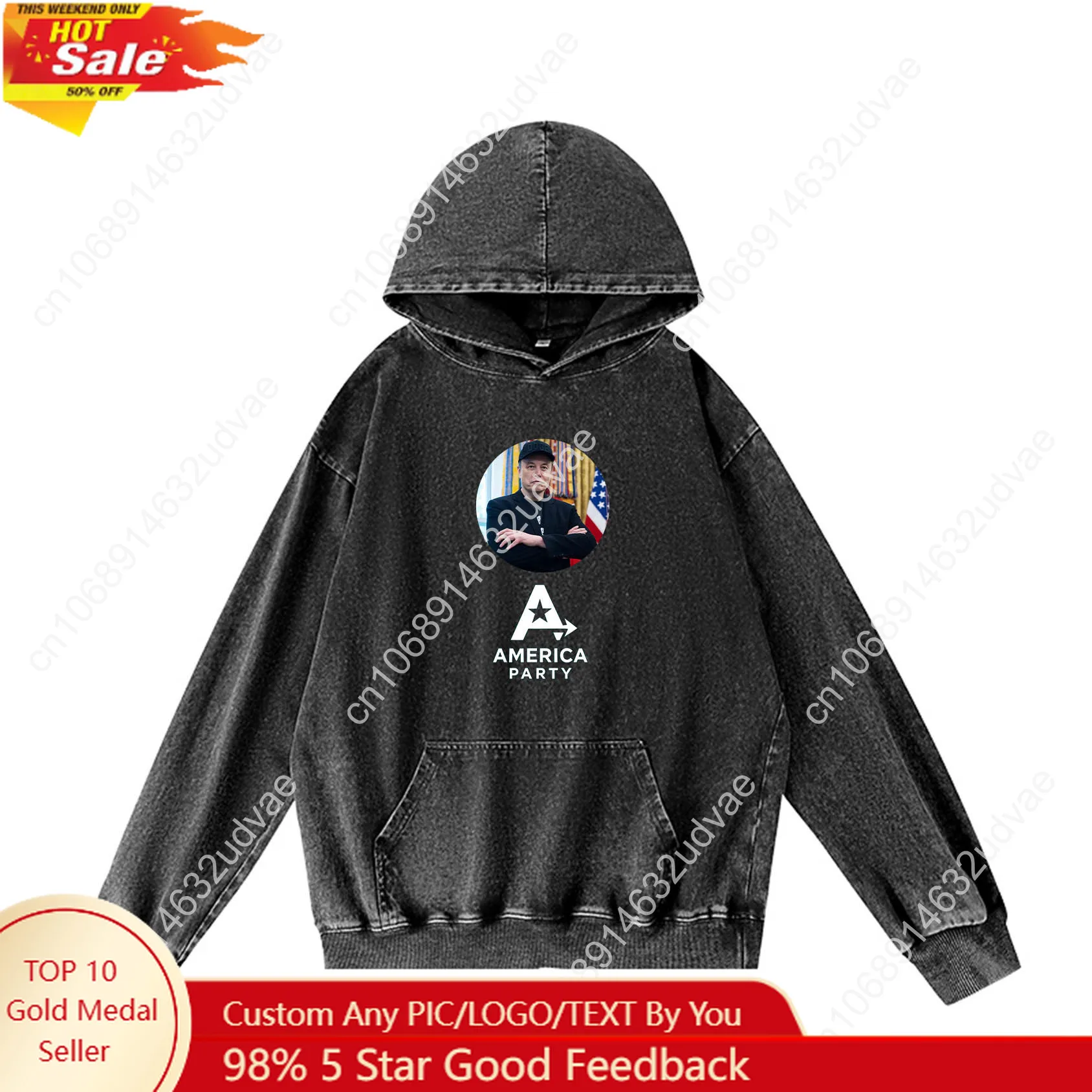 

America Party Hoodies Retro Hooded Sweatshirt Man Woman Vintage Pullover Elon Musk Versatile Sweat Shirt with Pocket Custom Tops