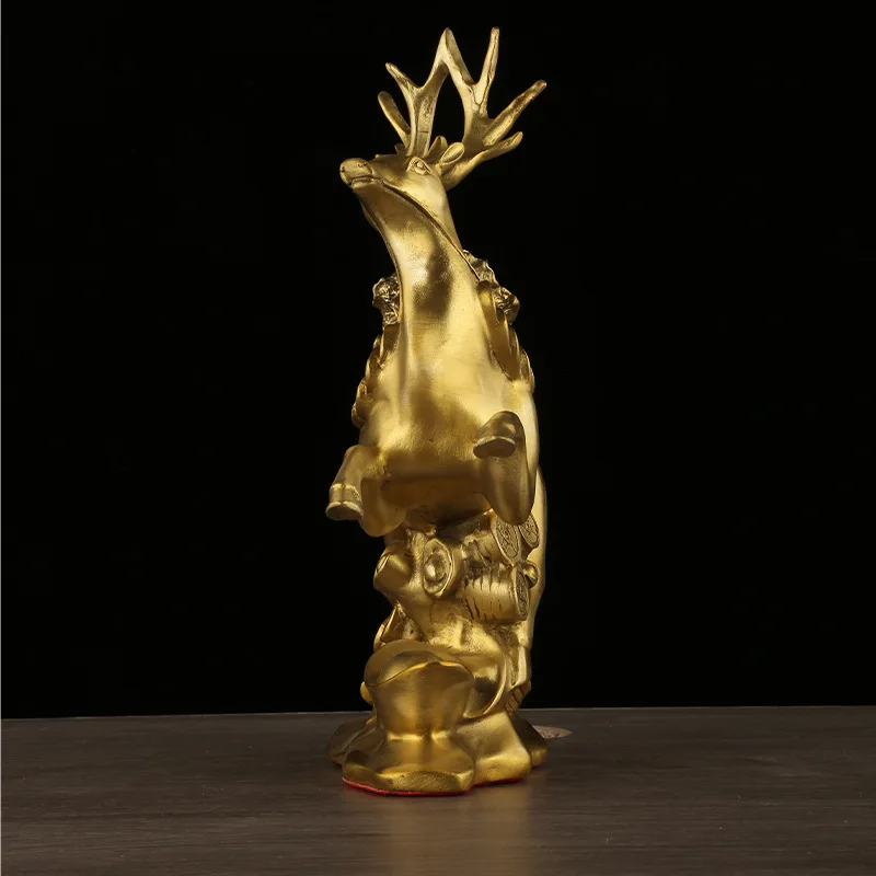 Brass Rising Ornament Hundred Wealth Deer Living Room Entrance Decoration Lucky Gift