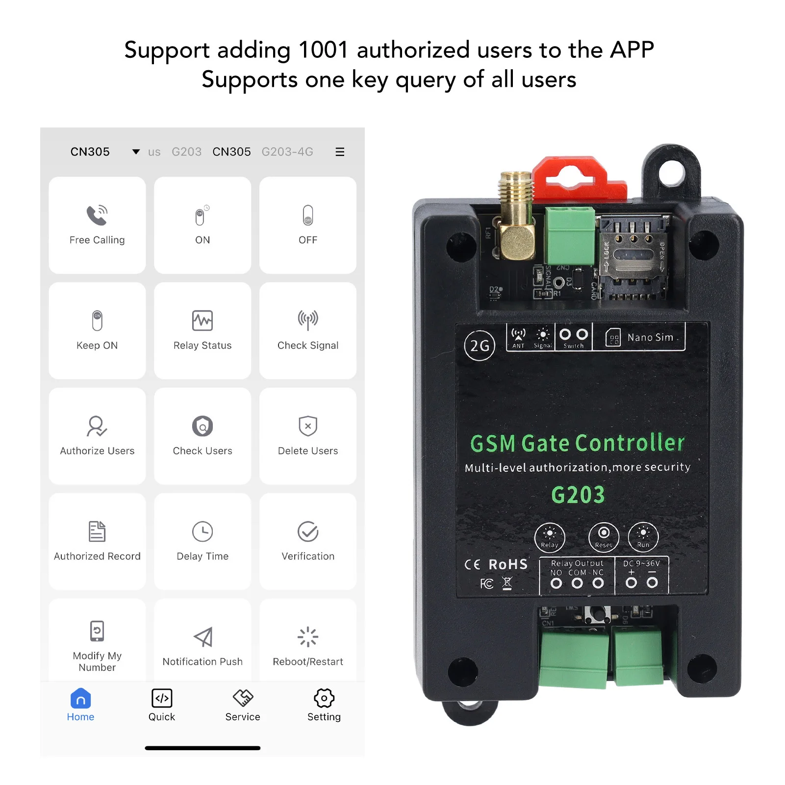 GSM Door Opener GSM Gate Opener 2G Phone Call SMS APP Control 0‑9999s Delay Closure GSM Remote  Door Opener DC9‑36V 1A