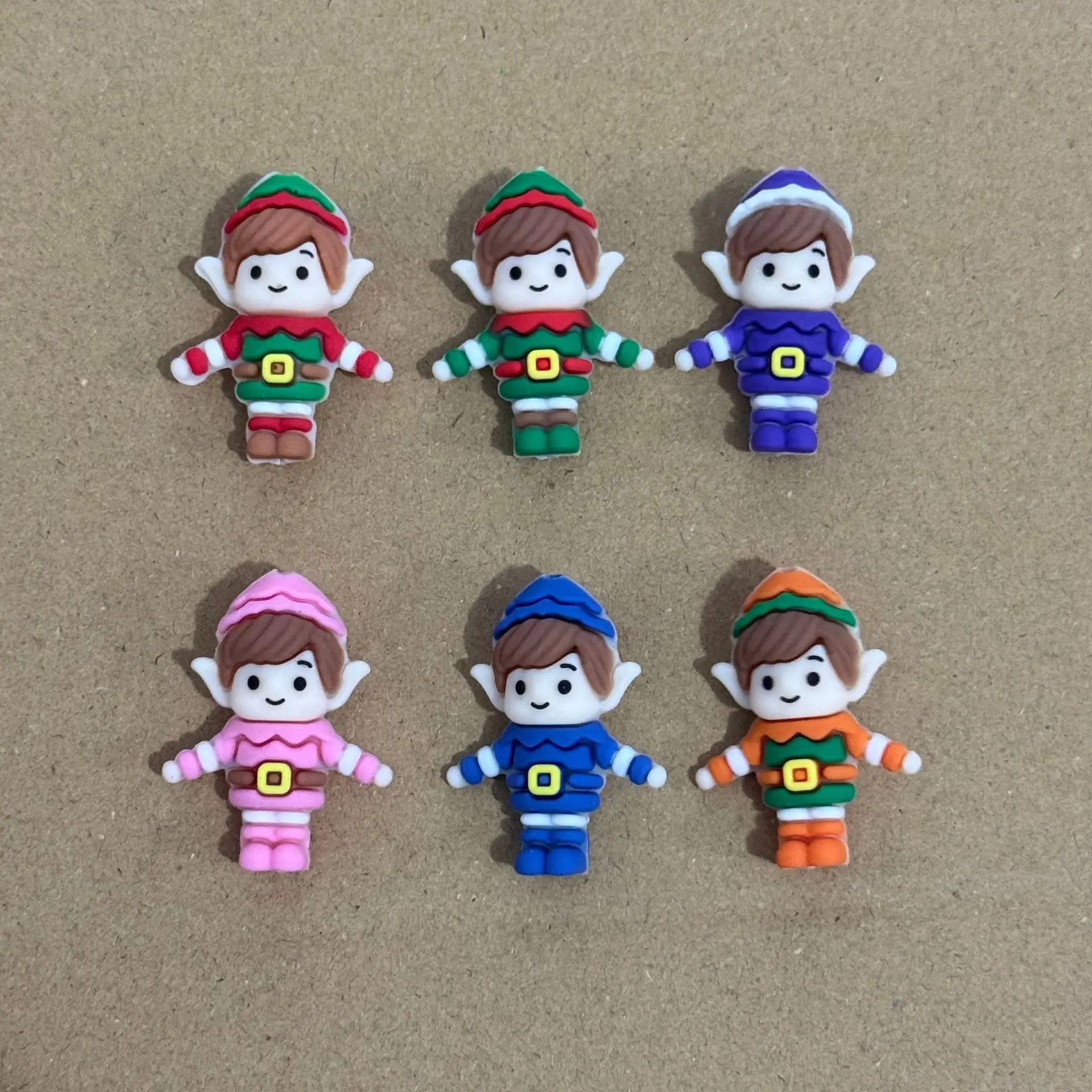 10pcs 3D Christmas Elf Focal Bead Silicone Focal Beads BPA Free Baby Beads DIY Chain Pen Making Keychain Jewelry Accessories