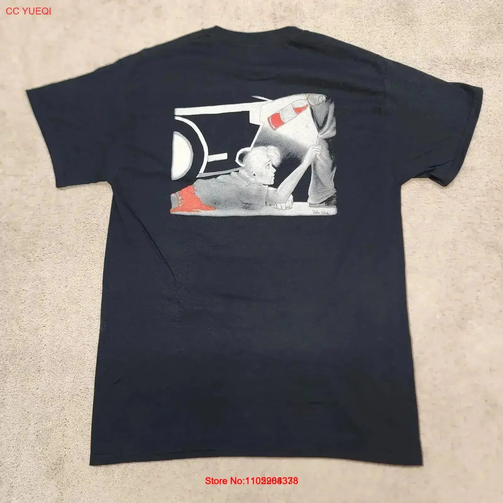 تي شيرت Hwy patrol class كبير Sheby Uchida أسود Vtg عتيق مغسول للارتداء اليومي أنيق مريح قليلاً أوم #1