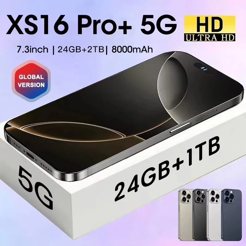 XS16 Pro+ Smartphone 7.3 inch Full Screen 4G 5G Original Mobile Phones Deals Cell Phone 8000mAh Brand New Phones Global Version