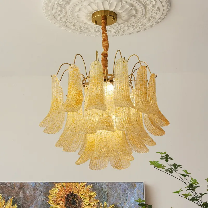 Modern Color Crystal Glass Chandelier - Artistic Shell Design Pendant Lamp For Living Room Bedroom & Gallery Decor