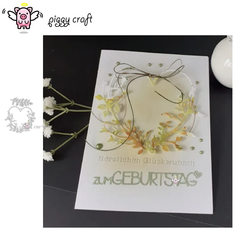 

Piggy Craft metal cutting dies cut die mold Heart Leaf Pendant Frame Scrapbook paper craft knife mould blade punch stencils dies