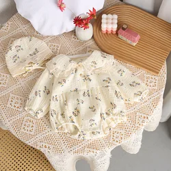 MILANCEL 2024 Autumn New Baby Bodysuit Floral Girls One Piece Lace Collar Baby Clothes Long Sleeve  Outfit