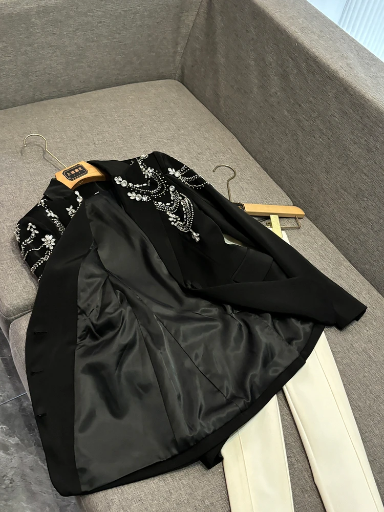 

Новый зимний костюм Heavy Embellied Jaet OL Commute Top Western Sle, женский модный длинный свек, классический воротник средней длины