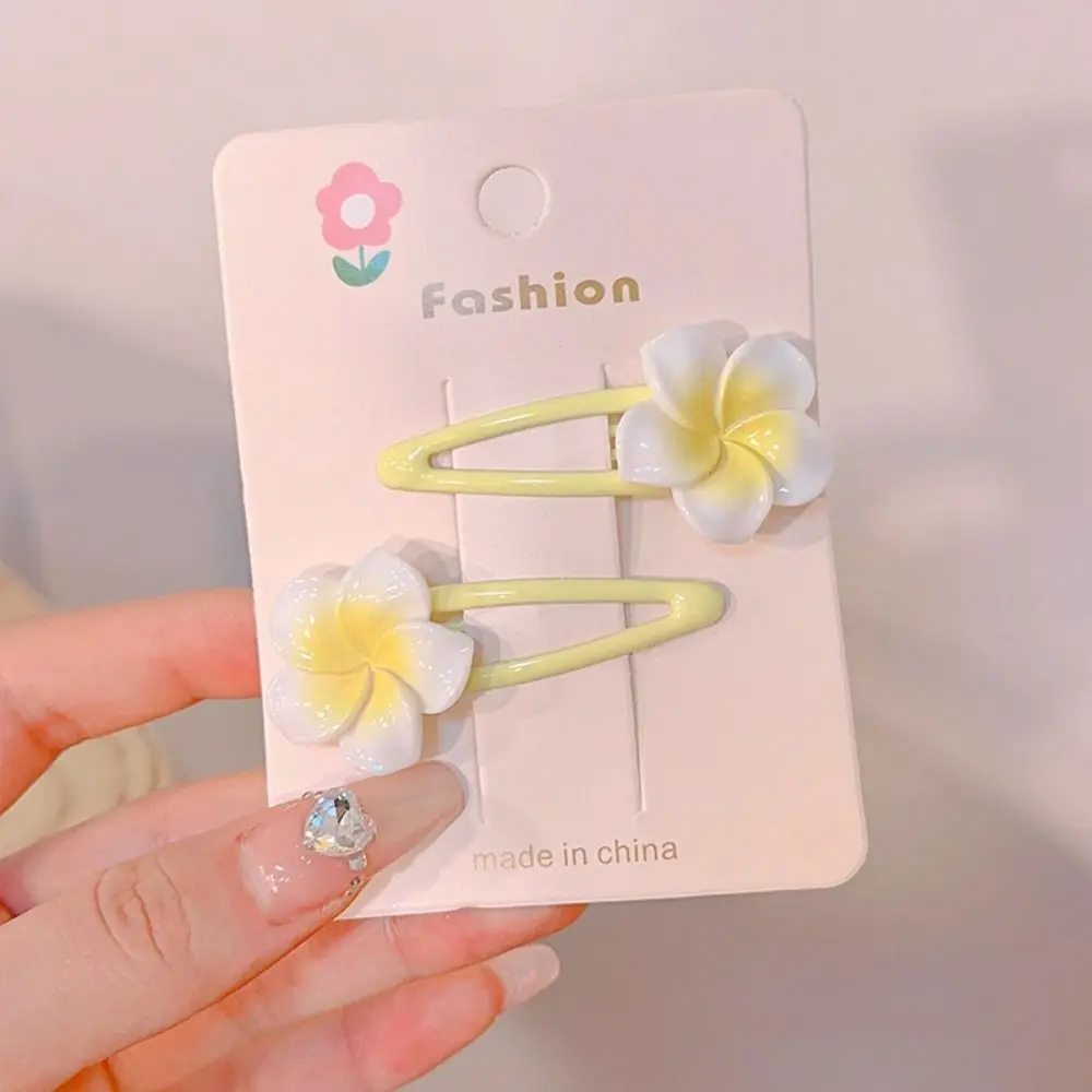 

Hair Rope Plumeria Flower Hair Clip Hair Accessories Hair Clip Egg Flower BB Clip Hair Ornaments Yellow Flower Barrette