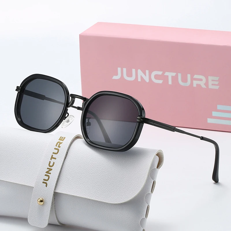 JUNCTURE Mode Runde Sonnenbrille Frauen Metall Sonnenbrille Farbverlauf Dame Gläser Party Urlaub Geschenke Sonnenbrille für Frauen