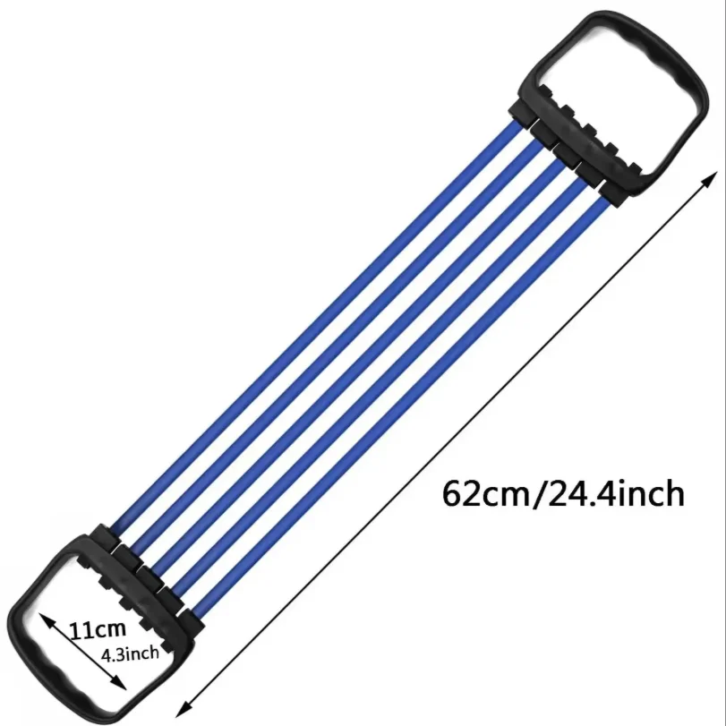 Full Body Workout Set - Chest Expander with 5 Removable Resistance Bands for Pilates, Push Ups  and Muscle Training - Strengthen
