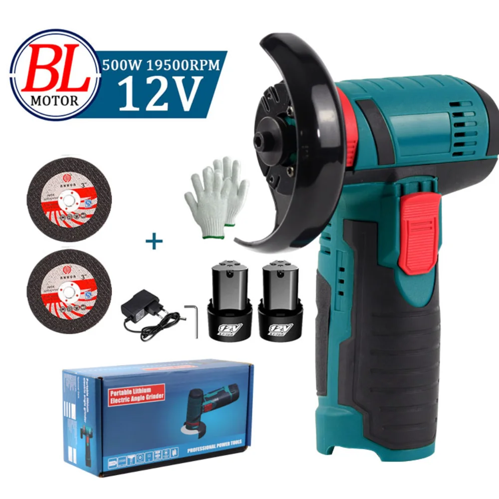 12V Mini  Angle Grinder with Rechargeable Lithium Battery Cordless Polishing Machine Diamond Cutting with Accessories Power Tool