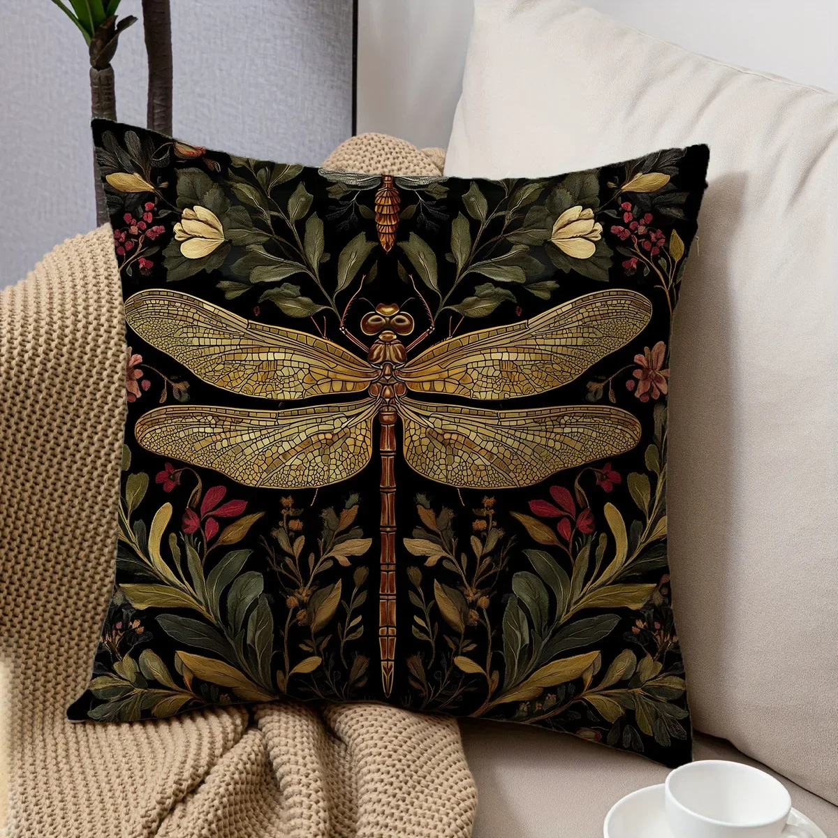 Vintage Dragonfly Throw Pillows Colorful Dragonfly Nordic Garden Pillow Case Garden Chair Home Decor