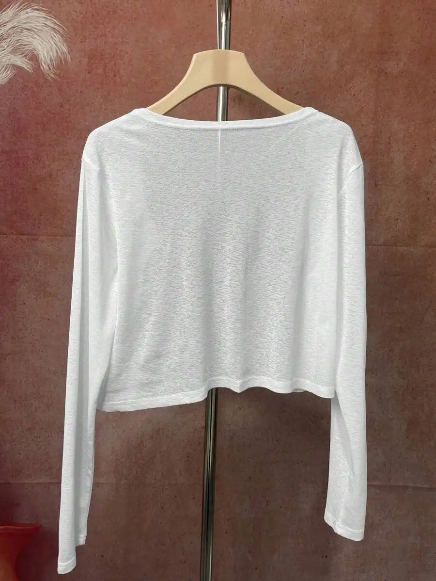 

Women’s Cropped Lightweight Long Sleeve Open-Front Cardigan For Casual Layering In Summer, Fall, And Mild Winter