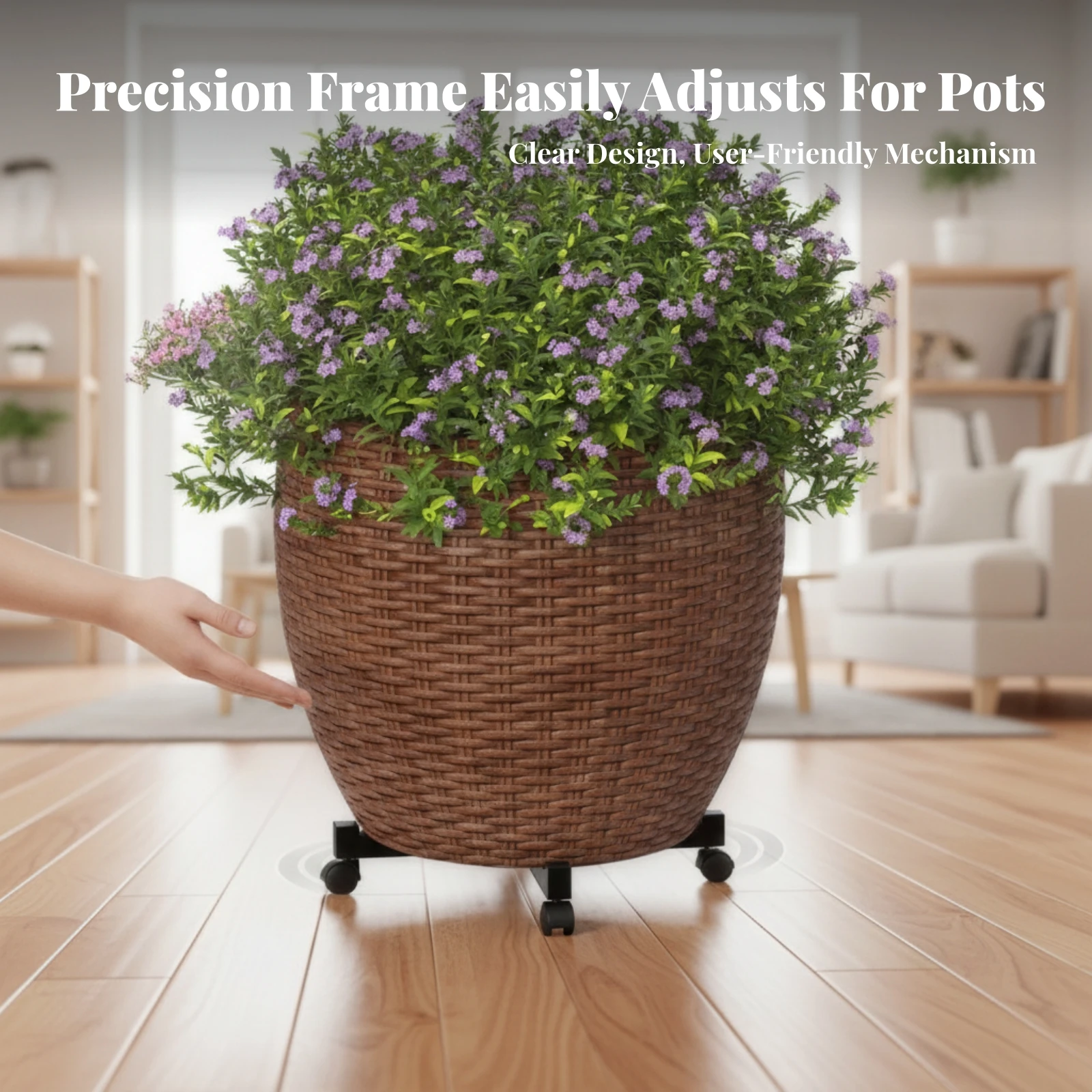 Plant Stand with Wheels Adjustable Plant Carrier with Wheels Mobile Pot Roller Lockable Long-Lasting for Gardeners, Patio
