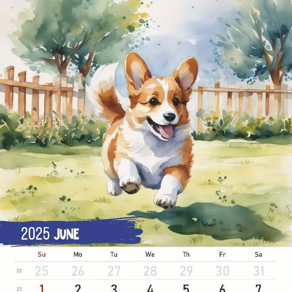 New Hangable 2025 Calendar Paper Corgi Calendar Wall Calendar School