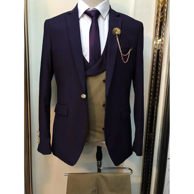 Formal Balzer Costume Men' s Suits Single Breasted Notched Lapel Wedding Hombres Elegant Jacekt Pants Vest Slim Fit Custom 수트재킷